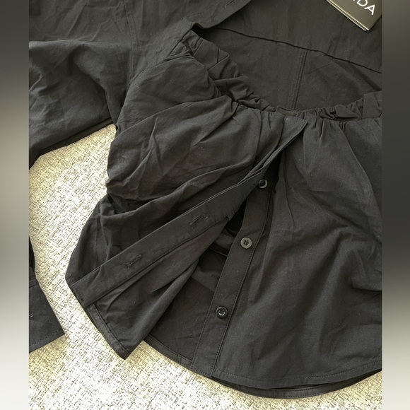 Black Button Up Blouse - Picture 3 of 4